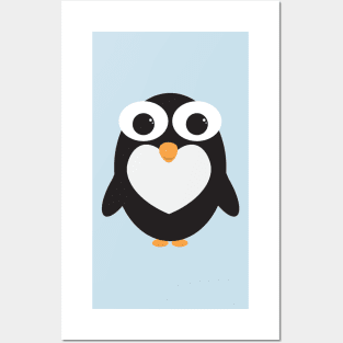 Cute penguin design with white heart Posters and Art